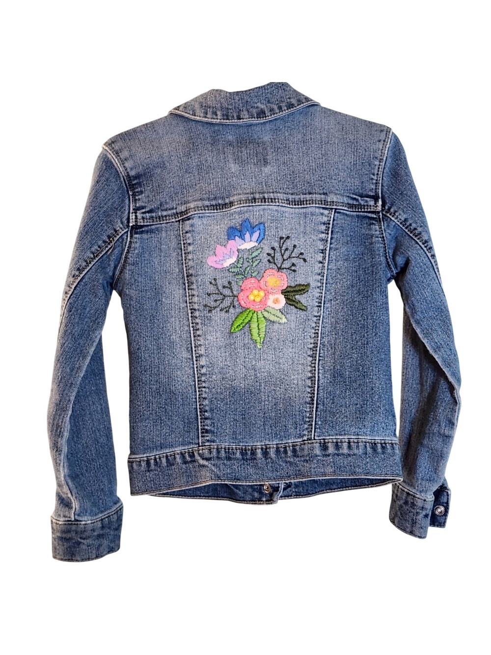 CUSTOM Hand Embroidered Denim Jacket with Beads, Child Size 6